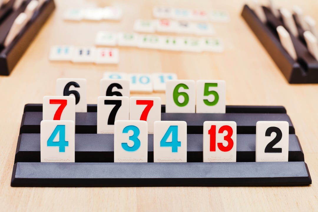 Tile Sets in Playing Rack of Rummikub Board Game